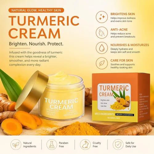 Crema Facial De Curcuma, Hidratante Facial Natural De Curcum