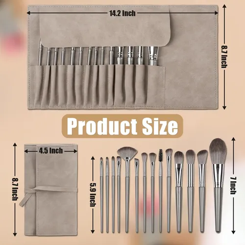 Set Maquillaje Brochas 14 Piezas Con Estuche