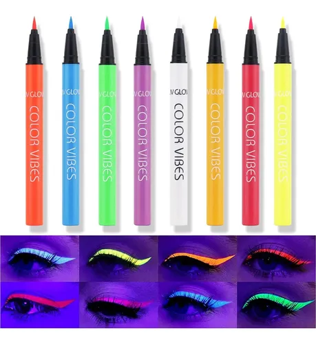 Delineador Uv Glow Neon Blanco 8 Colores
