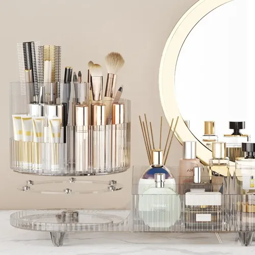 Organizador De Maquillaje Giratorio 360 Cosméticos Plástico Transparente