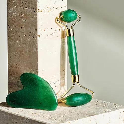 Herramienta De Masaje Jade Roller Gua Sha Para El Cuidado De