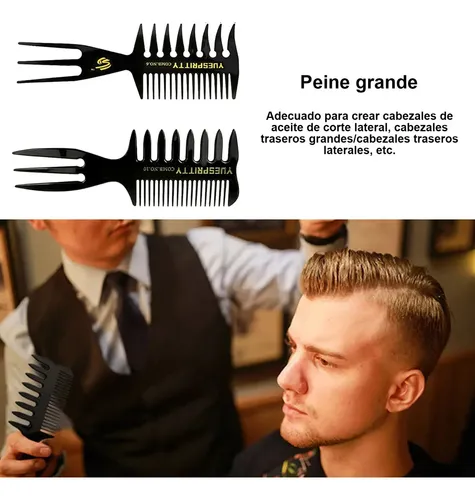 Set De 15 Peinetas Con Dientes Anchos Y Finos, Color Negro Negro