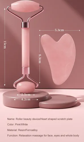 L Rodillo Facial Y Piedra Gua Sha De Cuarzo Rosa
