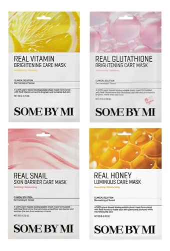 Mascarillas Faciales Coreanas Hidratación Luminosidad Set X4
