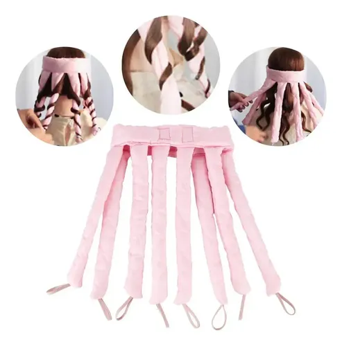 Rulos De Cabello Sin Calor Octopus Diadema Rosa