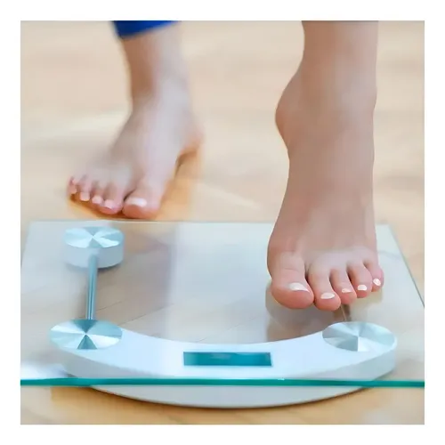 Balanza Digital Vidrio Transparente 180kg para Baño con Pantalla