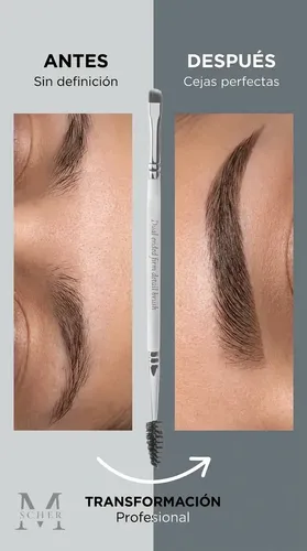 Pincel Para Cejas Doble Profesional Angular + Cepillo Definir Rellenar