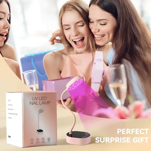 Lámpara Uv Recargable Aoraem 36w Cuello De Ganso Rosa