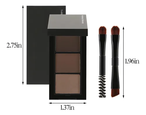 Kit De Maquillaje De Cejas Polvo Profesional 3 Colores Larga