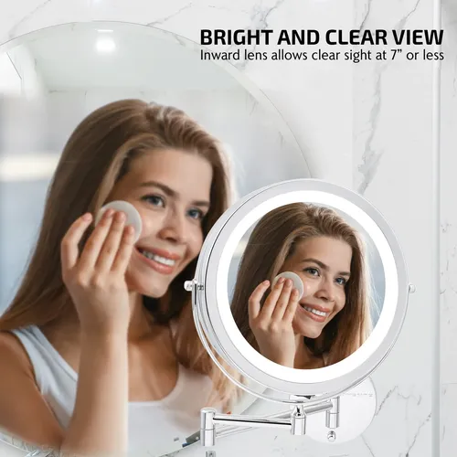 Espejo De Maquillaje De Pared Ovente 9 Con Aumento De 1x/10x