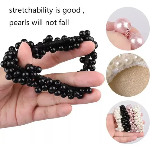 5 Scrunchies Elásticos Para Cabello Perlas Niñas