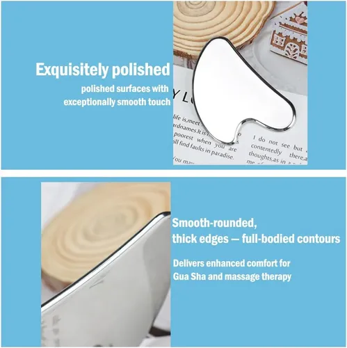 Gua Sha Acero Inoxidable Plata Masaje Facial Corporal