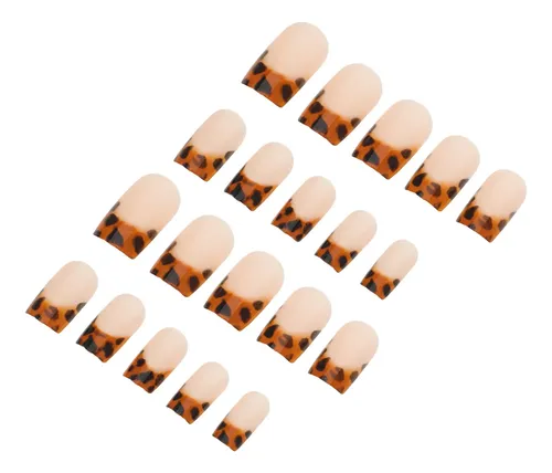 24 Uds. De Uñas Postizas Diseño Leopardo – Reutilizables