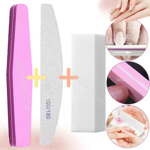 Combo X3 Lima Sponge Lima Bloque Manicura Uñas Esculpidas