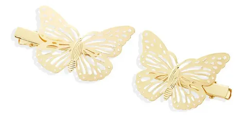 Broches Pelo Con Purpurina 12 Uds. Mariposa Tks