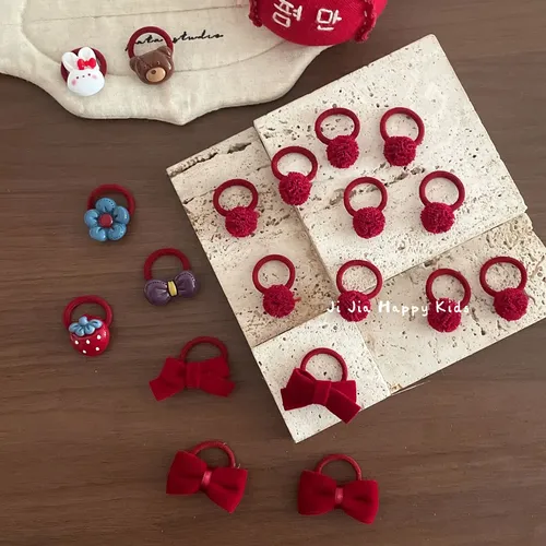 Fsfs Cintas De Pelo Suaves Con Pompones For Niñas, Coral Claro