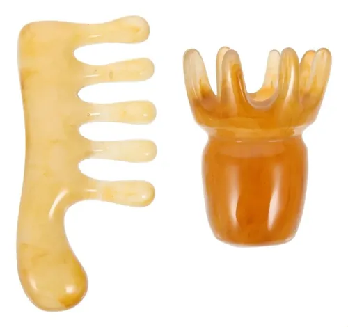 Y: 2 Piezas Peine De Masaje De Resina Piedra Gua Sha Peine G