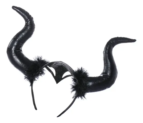 Diadema Con Cuernos De Halloween, Aro Para El Pelo Del Negro