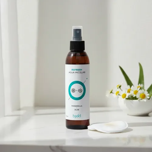 Agua Micelar Natural Manzanilla Aloe Vera Limpieza Facial Suave Revitalizante Desmaquillante Hidratante Tonificante Piel Sensible Rostro Fresco Sin Alcohol Cosmética Natural Cuidado Diario