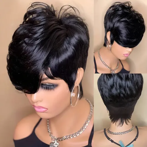 Peluca Para Mujer Hecha A Máquina Con Flequillo Ondulado Y F 6inches 150%