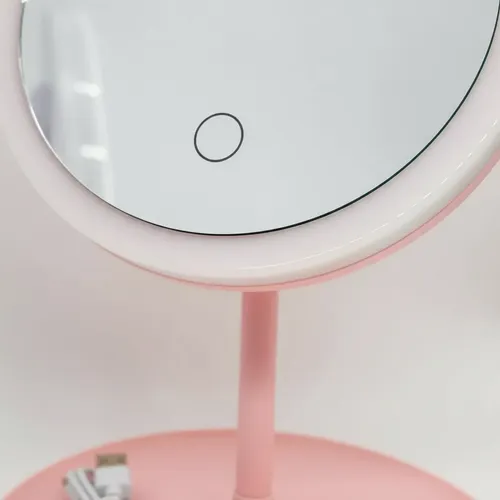 Espejo De Maquillaje Redondo Led Portátil Con Luz Tricolor