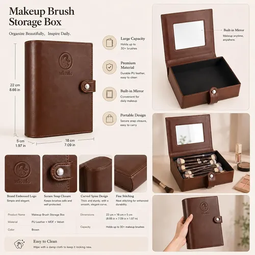 Set 20 Pinceles Maquillaje Profesional Con Estuche Negro