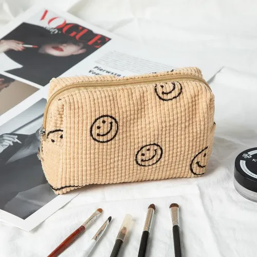 Bolso De Maquillaje De Pana Con Forma De Mini Sonrisa, 1
