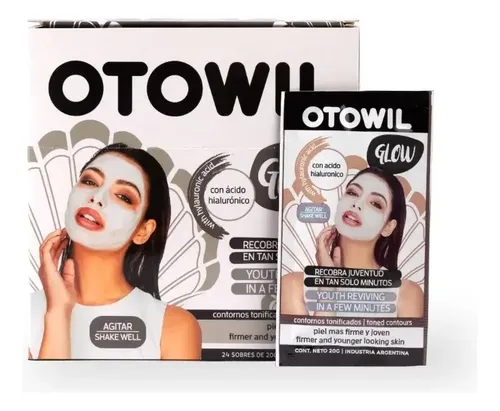 Caja X24 Sachet Mascara Facial Glow Acido Hialuronico Otowil
