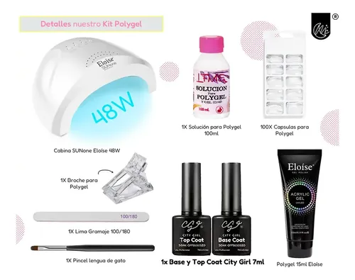 Kit Uñas Completo Set Polygel Esmaltado Uv Semipermanente