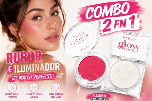 Combo 2en1 Pink21 Rubor E Iluminador En Polvo Oferta