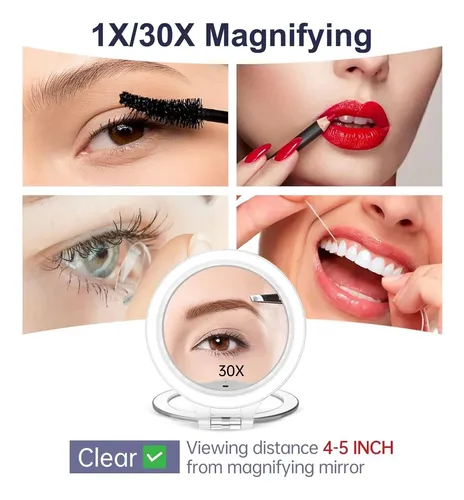 Espejo De Aumento Fascinate 30x 1x Doble Faz Recargable