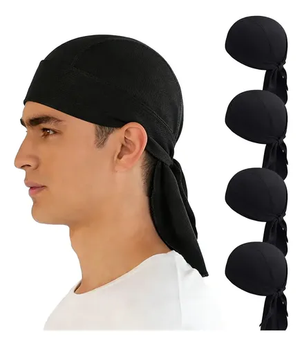 // 4pzs Turbante Deportivo Negro Secado Rápido Y Absorbe K / Black Solid