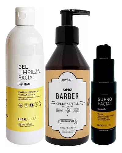 Kit Skincare Masculino Biobellus Gel Afeitar Limpieza Suero