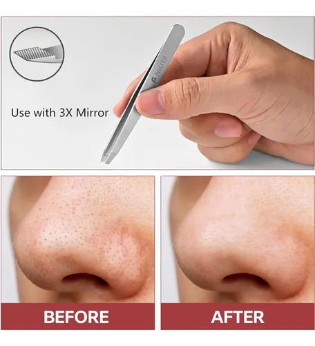 Pinza Precisión Para Cejas Y Vello Facial Plata Con Estuche