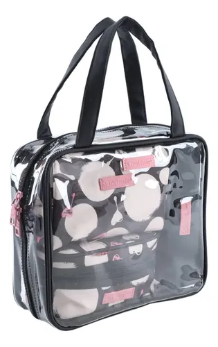 Set X4 Neceser Oreiro Love Transparente Pvc Viaje Maquillaje