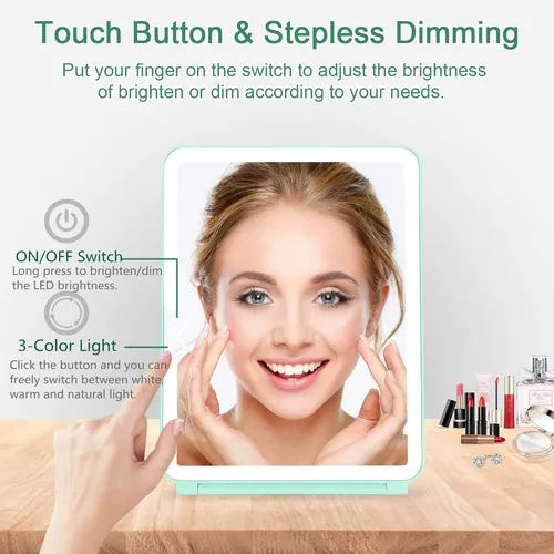 Espejo De Maquillaje Deweisn Con Luz Led 10 Pulgadas Verde