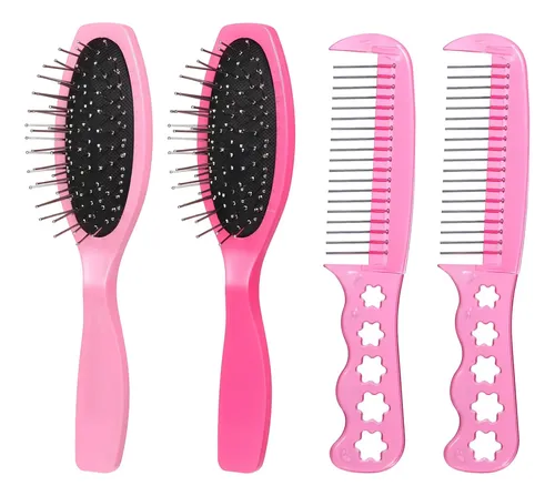 Cepillo De Pelo Luxejie Con Cerdas Metálicas Rosas Y Platead