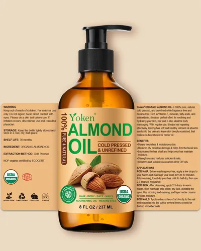 Aceite De Almendras Yoken Organic Prensado En Frío 237 Ml