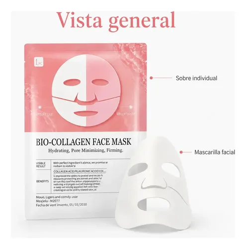 Mascarilla Facial Colageno Hidratante Reafirmante Piel Mixta