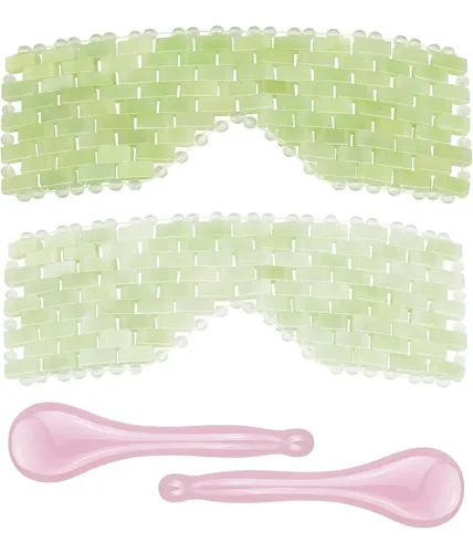 Set 4 Piezas Masajeador Facial Jade Vidrio Verde