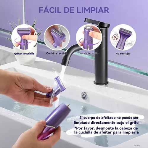 Y Depiladora Eléctrica Violeta 6 En 1 Mujer Inalámbrica Usb