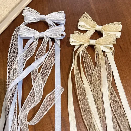 Broche De Moño De Encaje Para Niñas, Cola De Caballo