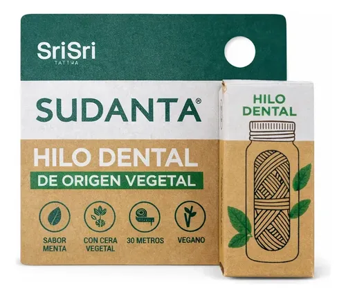 Hilo Dental Vegano Premium Sabor Menta 30 Metros Sri Sri