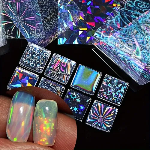Set De Decoración De Uñas De 8 Colores Aurora Ice Glass Pape