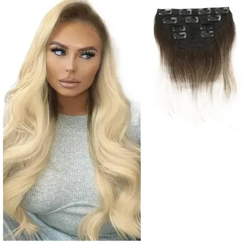 Pelucas Cabello Natural, 200 G, 4 Piezas Con Clip En Rizos W