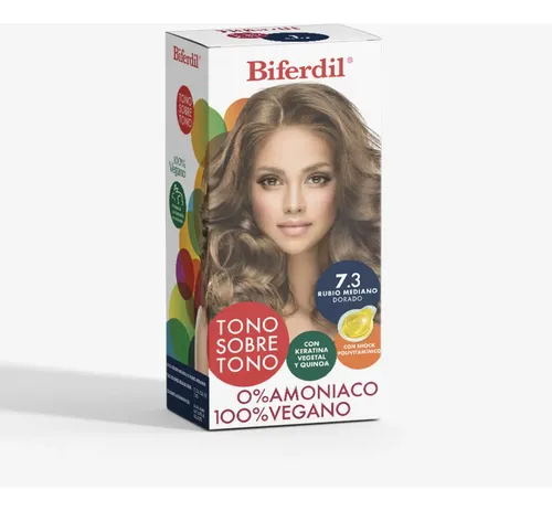 Kit Tintura Coloracion Tono Sobre Tono Biferdil 154gr Tono 7.3 rubio mediano dorado