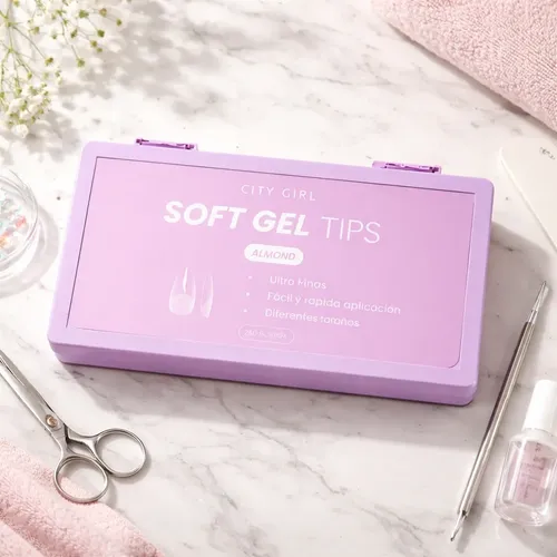 Tips Soft Gel Caja X240 Pcs Almendra City Girl