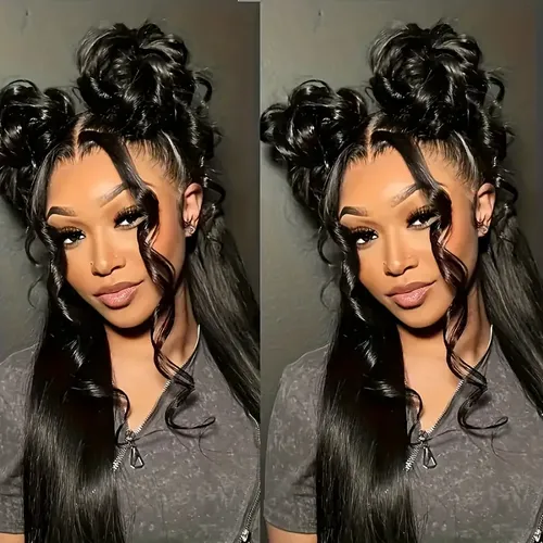 Pelucas De Pelo Humano 360 De Encaje Frontal Hd De Pelo Huma Negro
