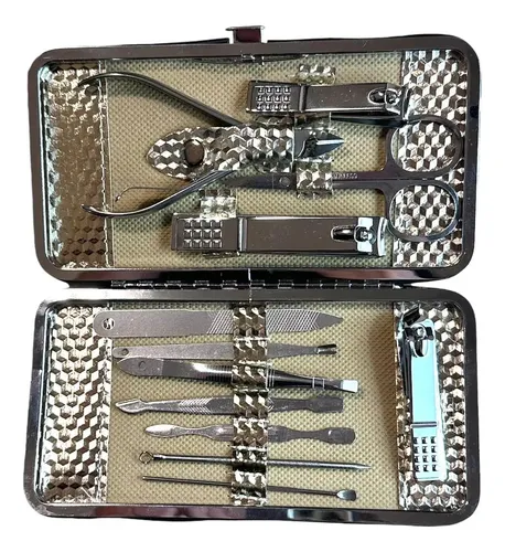 Set Manicura Pedicura Alicate Tijera Lima Estuche X 12 Pzas