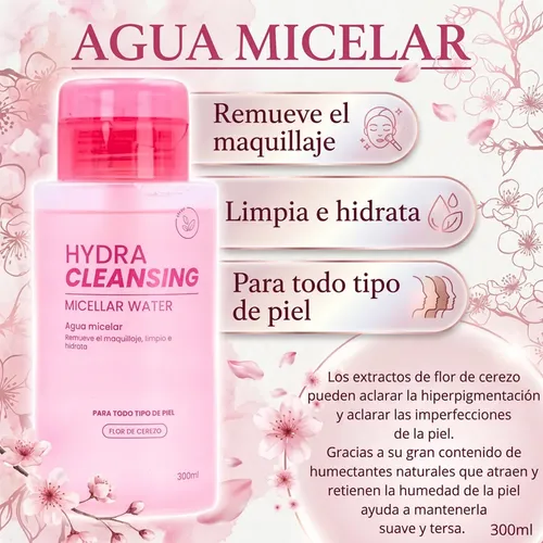Agua Micelar Hidratante Facial 300 Ml Fragancia Suave